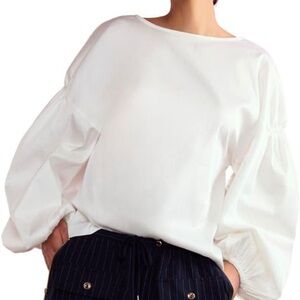 BCBGMAXAZRIA Blouse medium medium balloon sleeve scoop neck Dressy career Top